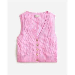 J. Crew 100% Cashmere Cropped Cableknit Sweater Vest